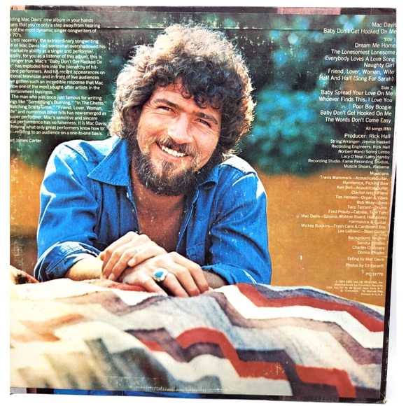 Mac Davis Baby Don't Get Hooked on Me Vinyl LP 1972 CBS Records - Picture 4 of 6